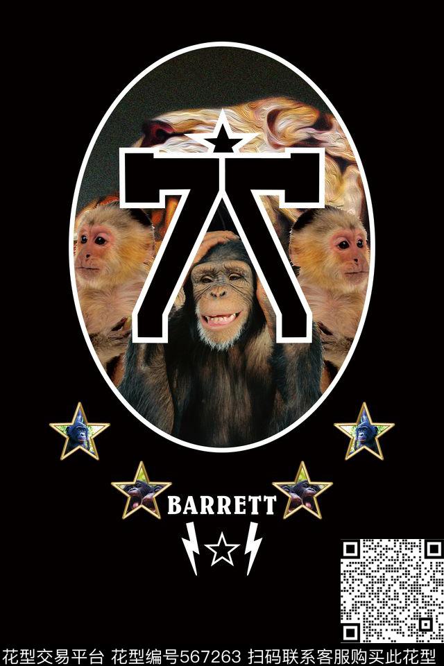 猴子男装t恤数码印花华亿平台下载（图片编号: 567263） - 瓦栏（Walan）