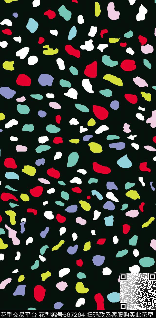 手绘彩色豹纹雨点华亿平台传统印花华亿平台下载（图片编号: 567264） - 瓦栏（Walan）