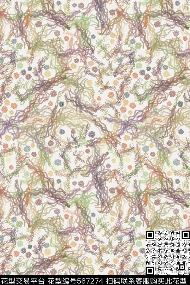 创意符号花朵传统印花华亿平台下载（图片编号: 567274） - 瓦栏（Walan）