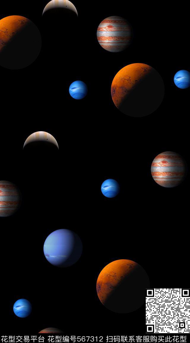 创意图案设计创意服装面料星空数码印花华亿平台下载（图片编号: 567312） - 瓦栏（Walan）