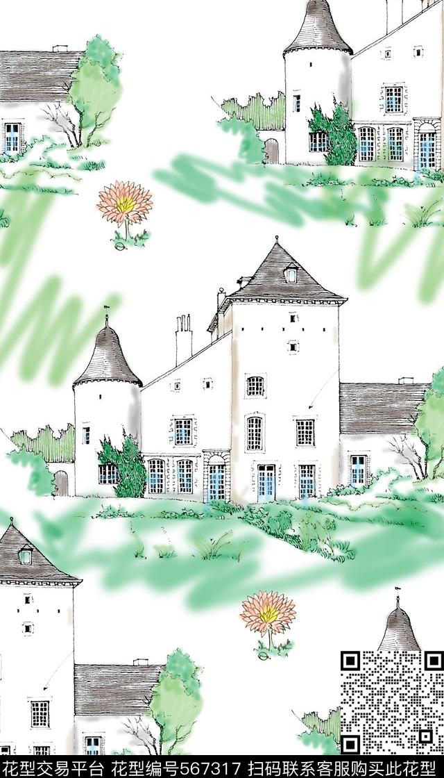 房屋风景服装数码印花华亿平台下载（图片编号: 567317） - 瓦栏（Walan）