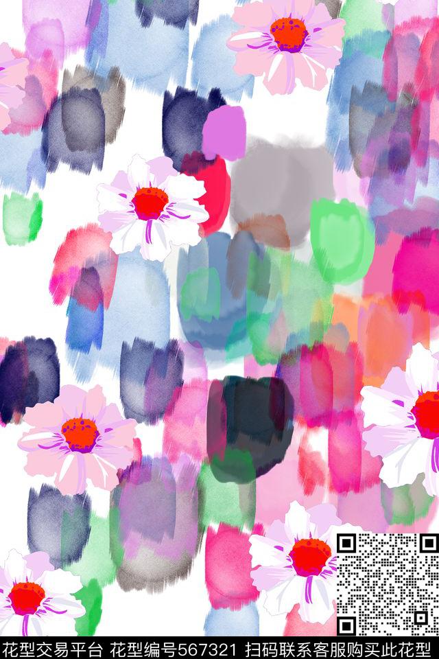 原创手绘水彩数码印花华亿平台下载（图片编号: 567321） - 瓦栏（Walan）
