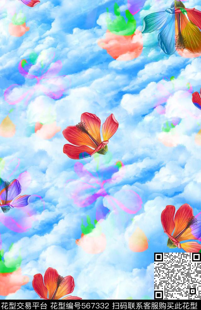 MAX-抽象自然风景天空云彩幻彩花卉数码印花华亿平台下载（图片编号: 567332） - 瓦栏（Walan）