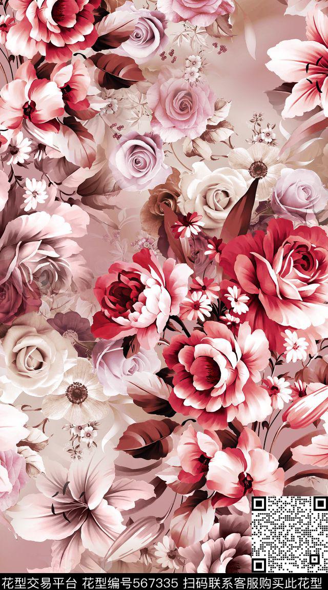 大牌服装花卉数码印花华亿平台下载（图片编号: 567335） - 瓦栏（Walan）