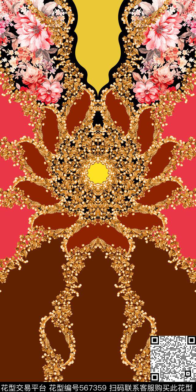 定位珠宝莲花形态珠宝风数码印花华亿平台下载（图片编号: 567359） - 瓦栏（Walan）