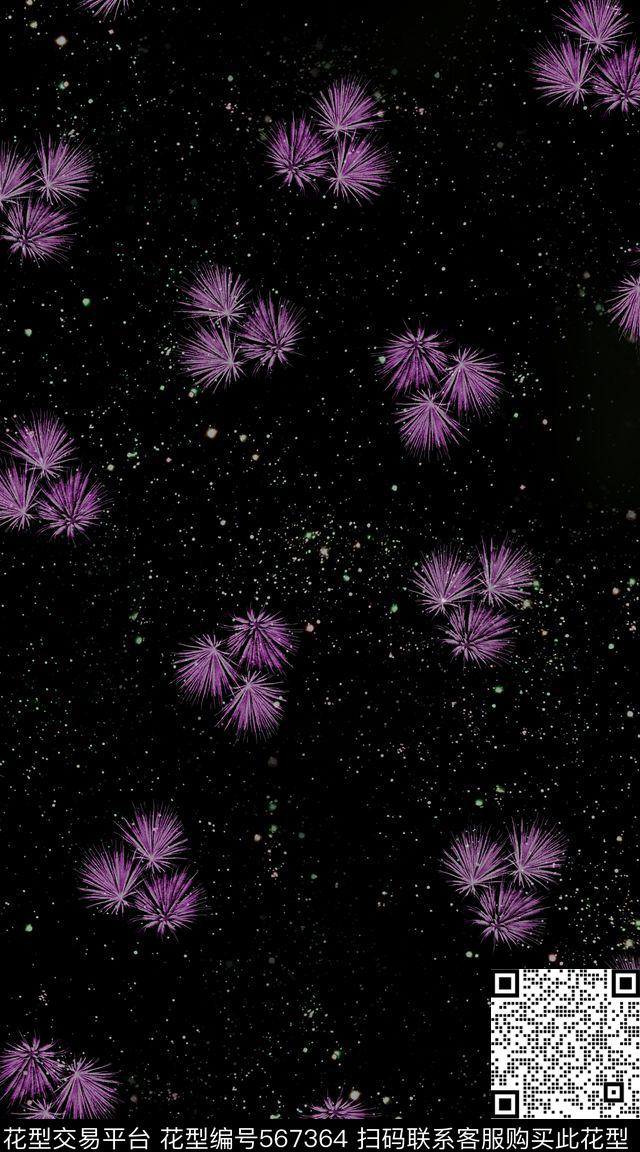 时尚潮流植物叶子组合星空数码印花华亿平台下载（图片编号: 567364） - 瓦栏（Walan）