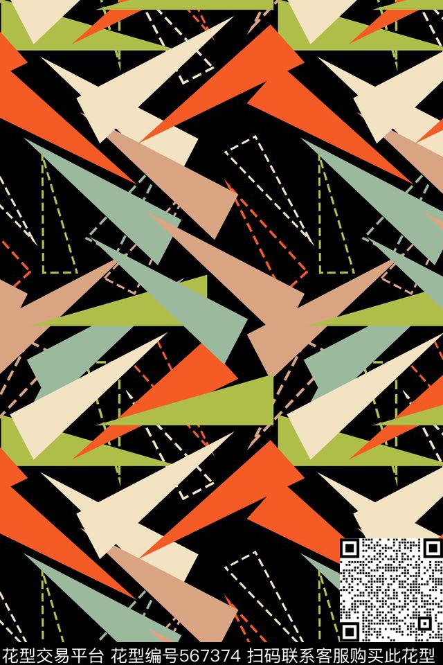 解构几何菱形传统印花华亿平台下载（图片编号: 567374） - 瓦栏（Walan）