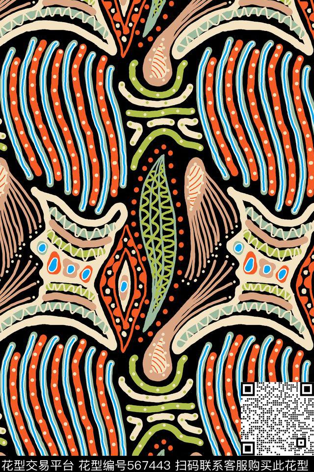 抽象图案重复传统印花华亿平台下载（图片编号: 567443） - 瓦栏（Walan）