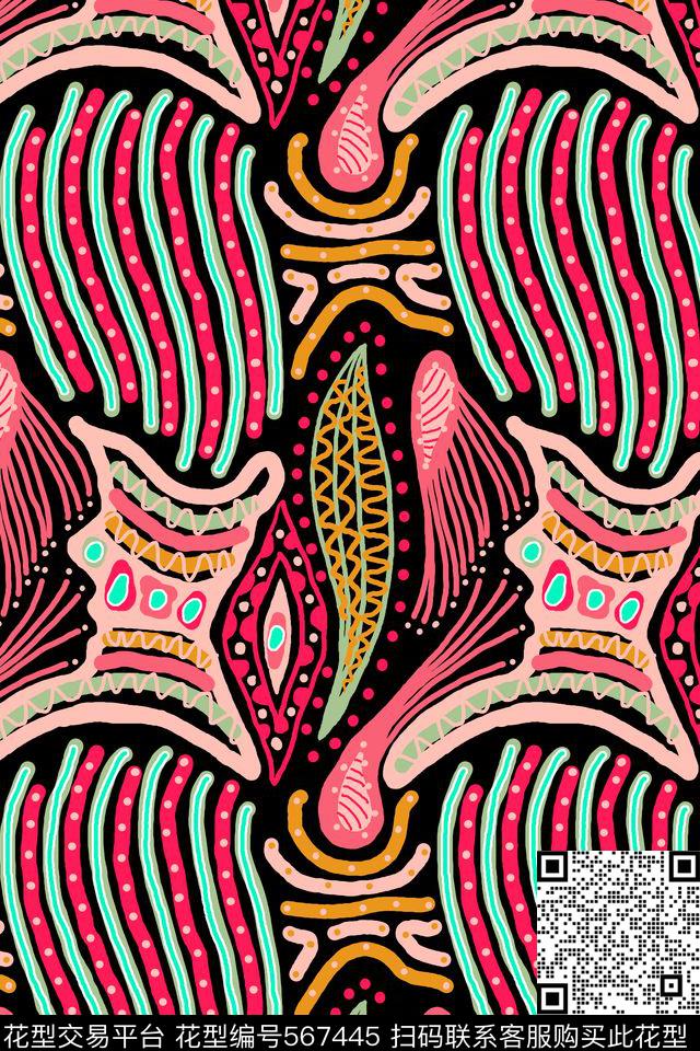 创意电脑手绘民族传统印花华亿平台下载（图片编号: 567445） - 瓦栏（Walan）