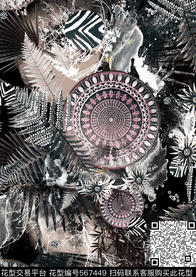 时尚流行热情奔放热带风情数码印花华亿平台下载（图片编号: 567449） - 瓦栏（Walan）