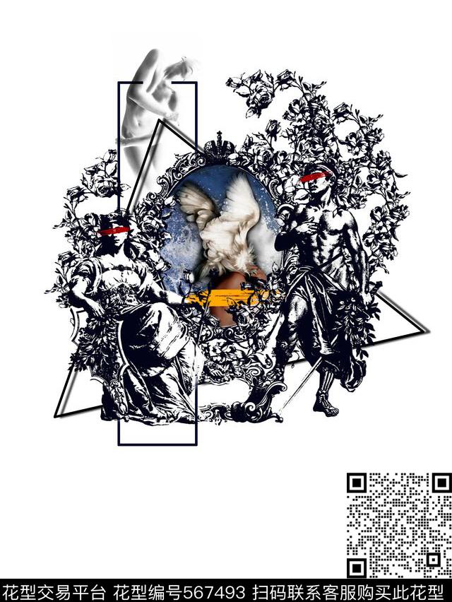 大牌图案花卉几何数码印花华亿平台下载（图片编号: 567493） - 瓦栏（Walan）