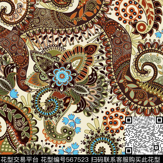 欧美风火腿花民族风传统印花华亿平台下载（图片编号: 567523） - 瓦栏（Walan）