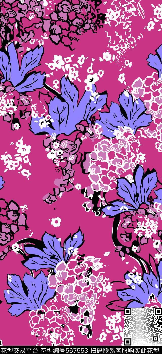 抽象花卉原创花卉小翠花传统印花华亿平台下载（图片编号: 567553） - 瓦栏（Walan）
