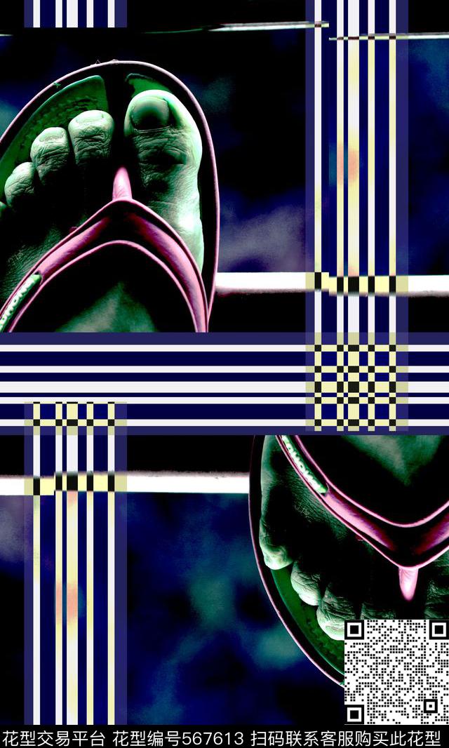 脚线条写意数码印花华亿平台下载（图片编号: 567613） - 瓦栏（Walan）