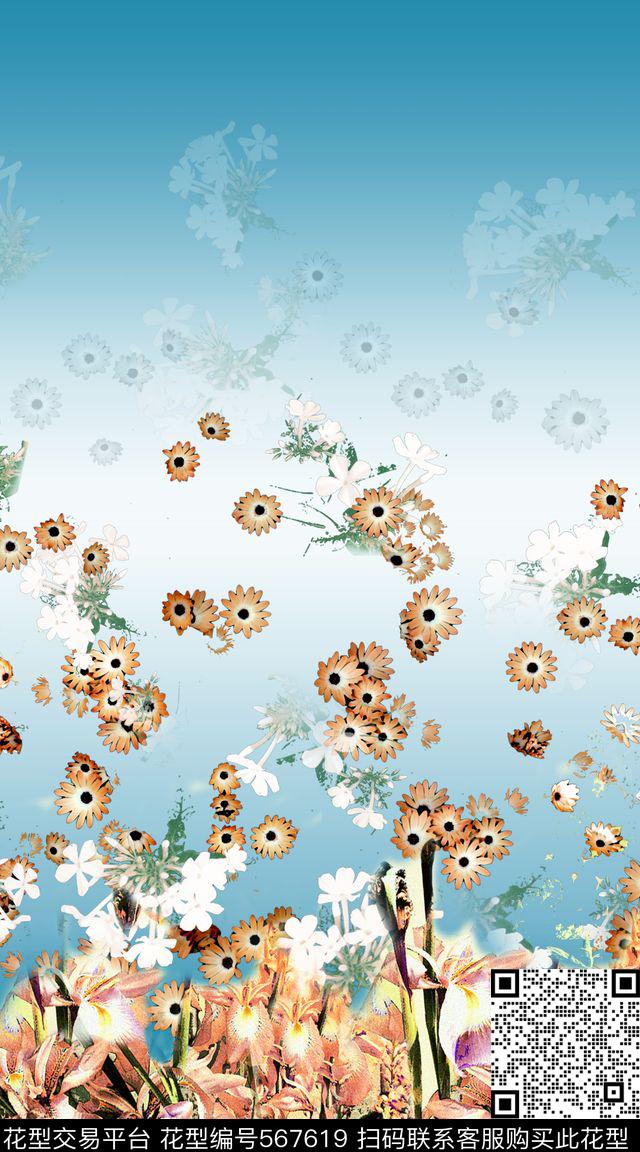 时尚潮流植物数码印花华亿平台下载（图片编号: 567619） - 瓦栏（Walan）