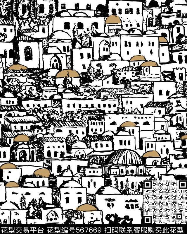 欧风建筑欧洲小镇传统印花华亿平台下载（图片编号: 567669） - 瓦栏（Walan）