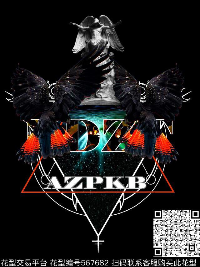 时尚潮流大牌老鹰数码印花华亿平台下载（图片编号: 567682） - 瓦栏（Walan）