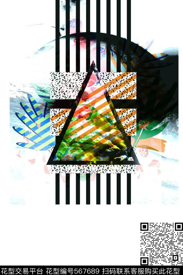 潮流时尚几何T桖数码印花华亿平台下载（图片编号: 567689） - 瓦栏（Walan）