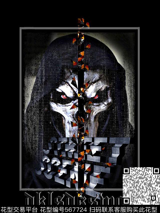 时尚潮流大牌黑暗美学数码印花华亿平台下载（图片编号: 567724） - 瓦栏（Walan）