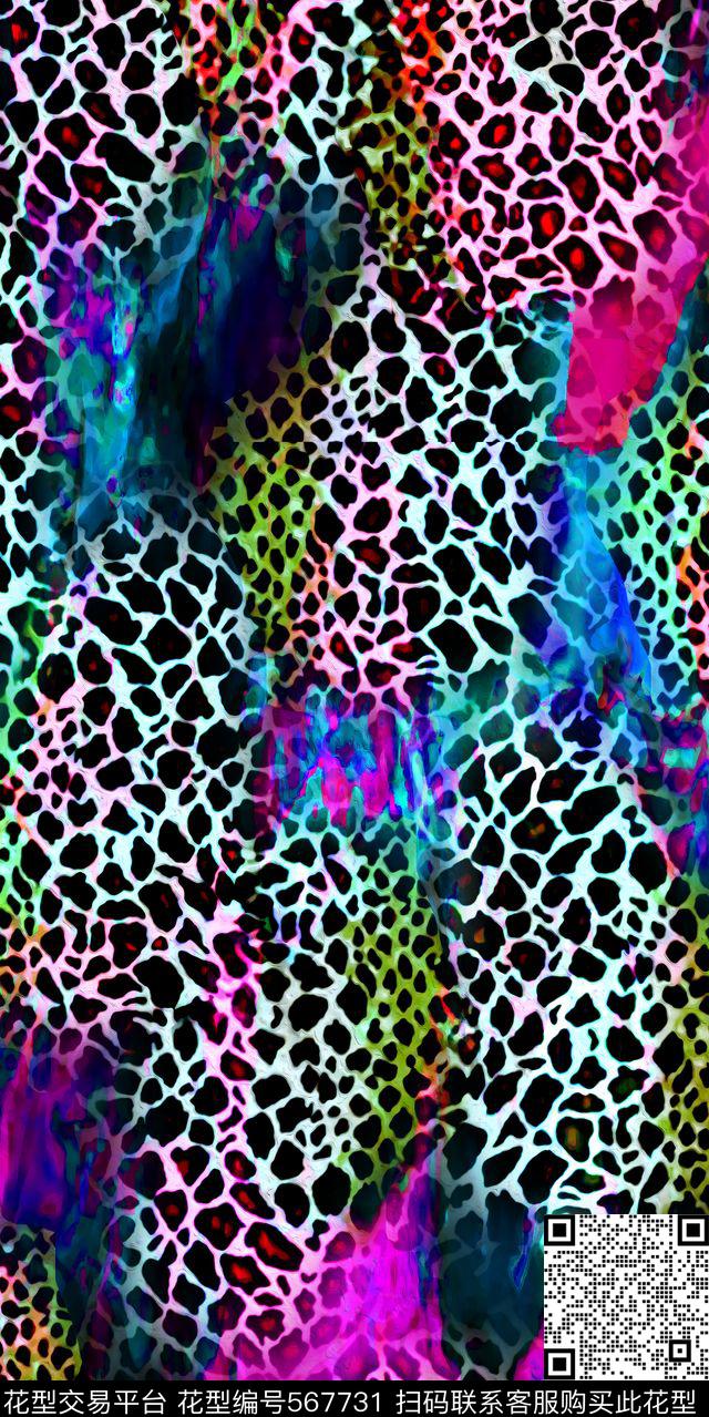 豹纹水彩肌理洋阳---动物纹数码印花华亿平台下载（图片编号: 567731） - 瓦栏（Walan）