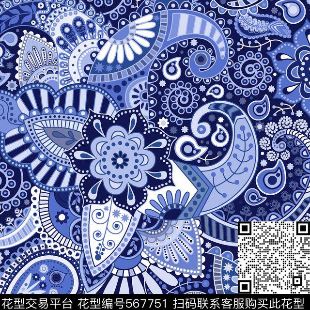 欧美风佩斯利火腿花传统印花华亿平台下载（图片编号: 567751） - 瓦栏（Walan）