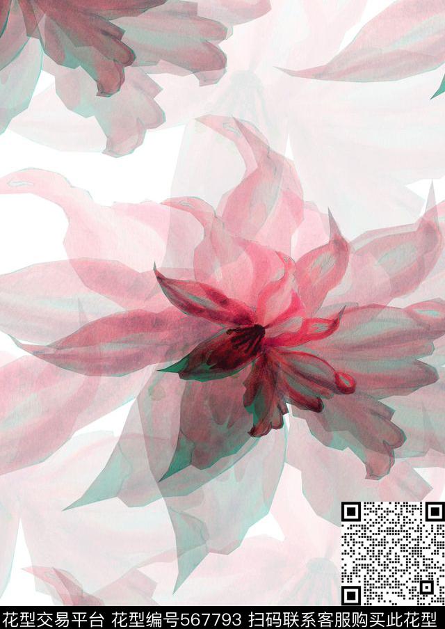 罂粟花大花花朵传统印花华亿平台下载（图片编号: 567793） - 瓦栏（Walan）