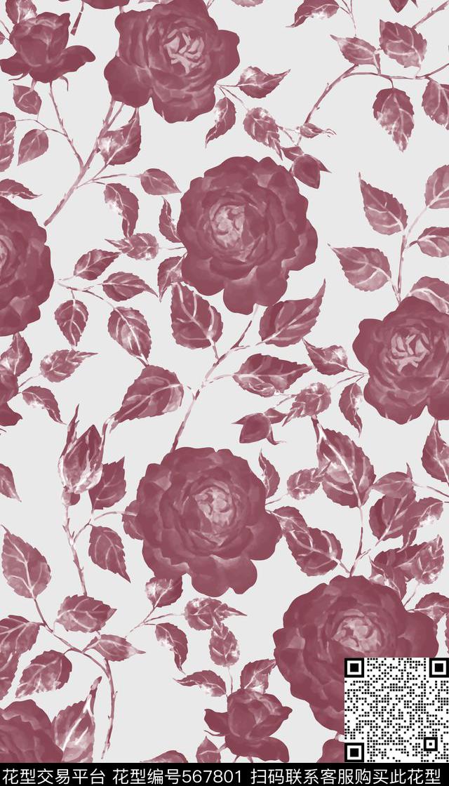 花朵时尚清新花卉数码印花华亿平台下载（图片编号: 567801） - 瓦栏（Walan）