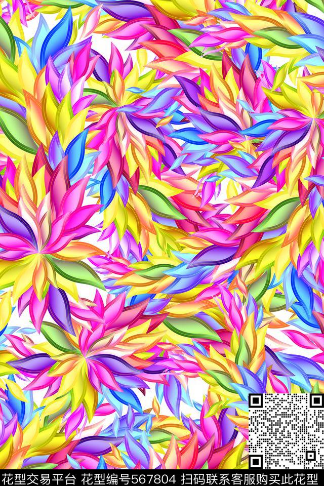 满幅多彩华亿平台流行时尚花卉个性休闲数码印花华亿平台下载（图片编号: 567804） - 瓦栏（Walan）