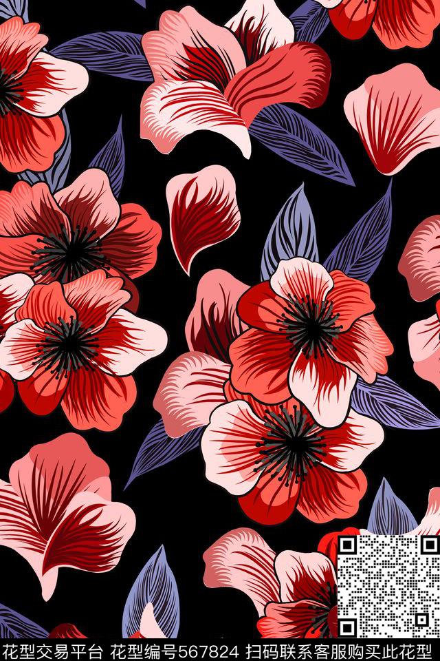 原创手绘时尚大牌数码印花华亿平台下载（图片编号: 567824） - 瓦栏（Walan）