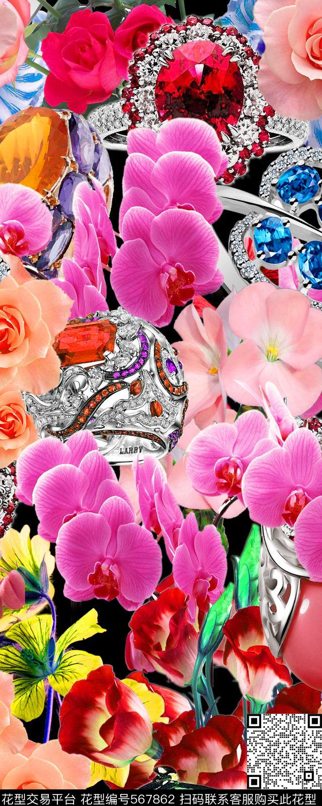 数码鲜花宝石大牌高贵数码印花华亿平台下载（图片编号: 567862） - 瓦栏（Walan）