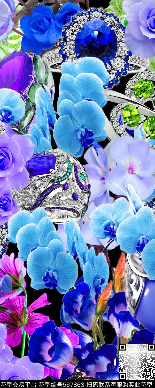 数码鲜花宝石大牌高贵数码印花华亿平台下载（图片编号: 567863） - 瓦栏（Walan）