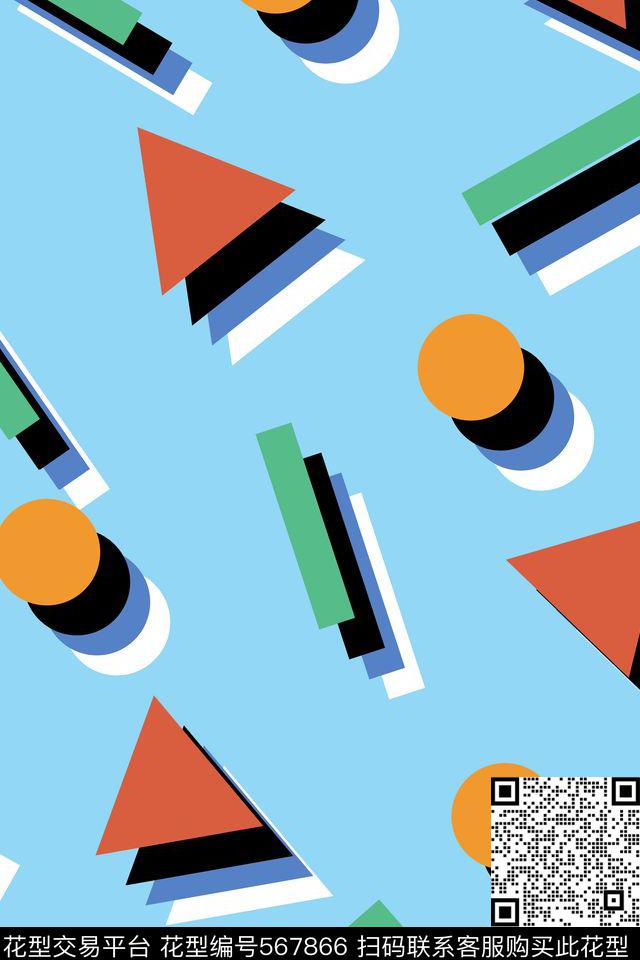 几何三角阴影传统印花华亿平台下载（图片编号: 567866） - 瓦栏（Walan）