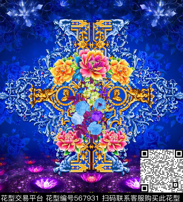 中国风花卉时尚数码印花华亿平台下载（图片编号: 567931） - 瓦栏（Walan）