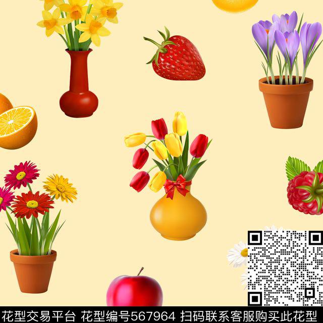 田园风水果数码印花华亿平台下载（图片编号: 567964） - 瓦栏（Walan）