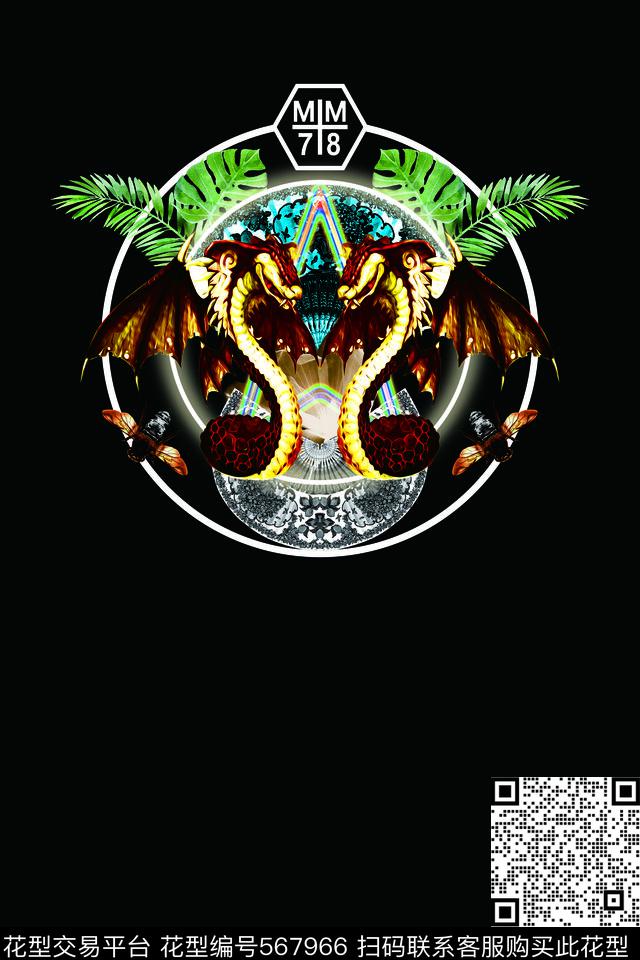 时尚龙蜜蜂数码印花华亿平台下载（图片编号: 567966） - 瓦栏（Walan）