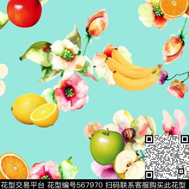 田园水果数码印花华亿平台下载（图片编号: 567970） - 瓦栏（Walan）