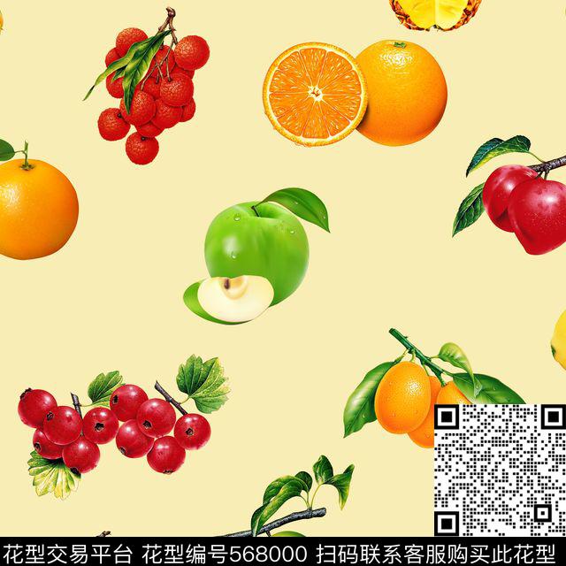 田园风水果数码印花华亿平台下载（图片编号: 568000） - 瓦栏（Walan）