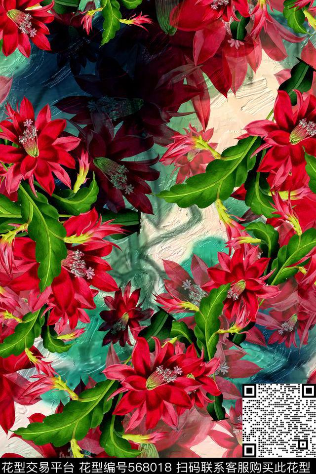 花卉民族风休闲风数码印花华亿平台下载（图片编号: 568018） - 瓦栏（Walan）