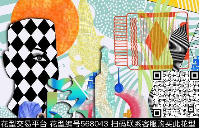 抽象个性时尚传统印花华亿平台下载（图片编号: 568043） - 瓦栏（Walan）
