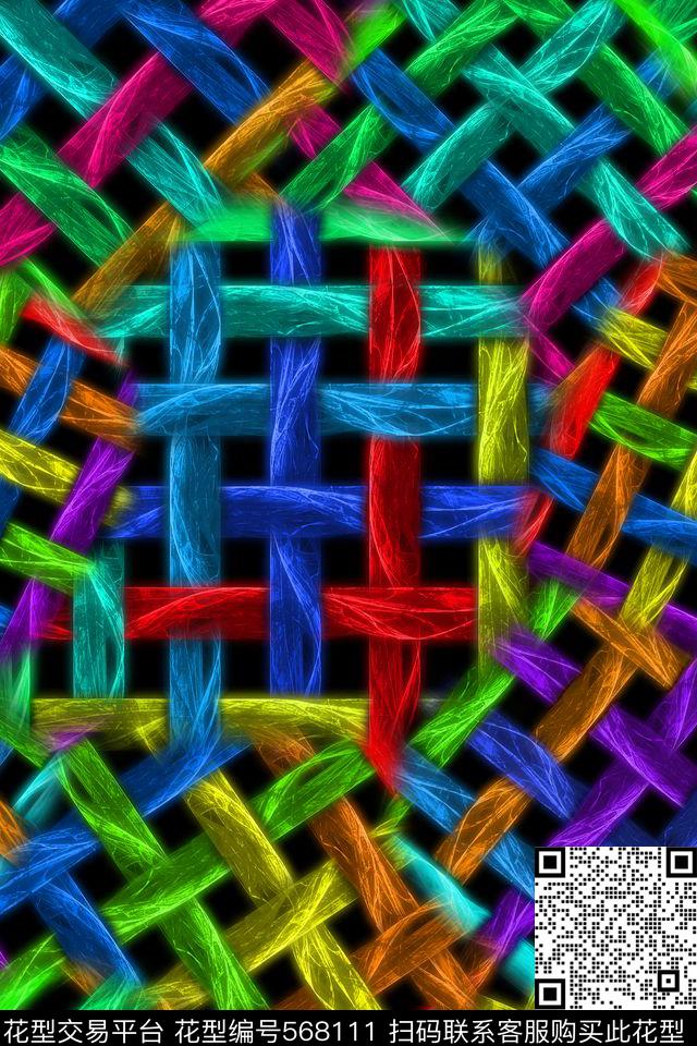 时尚光影格子几何数码印花华亿平台下载（图片编号: 568111） - 瓦栏（Walan）