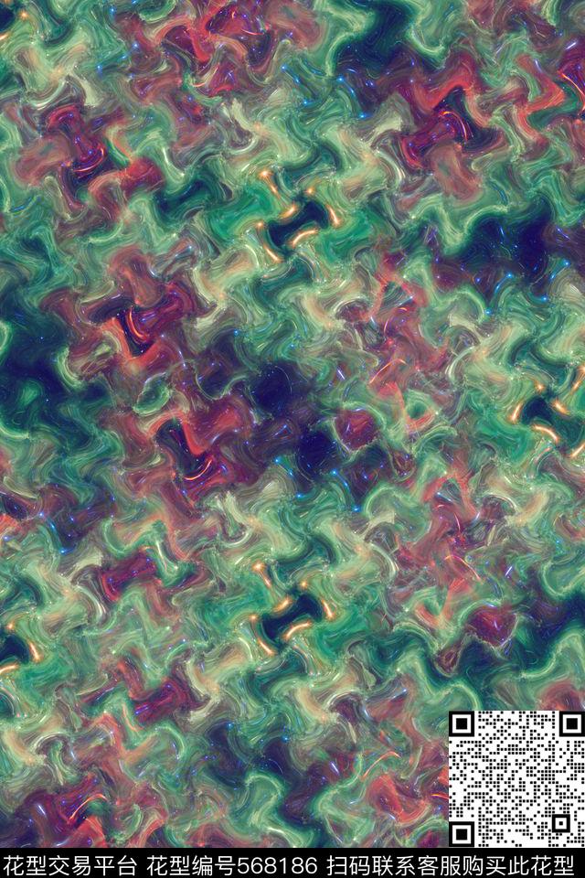 骷髅十字架抽象蛇皮肌理数码印花华亿平台下载（图片编号: 568186） - 瓦栏（Walan）