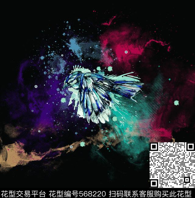 欧美贱墨小鸟数码印花华亿平台下载（图片编号: 568220） - 瓦栏（Walan）