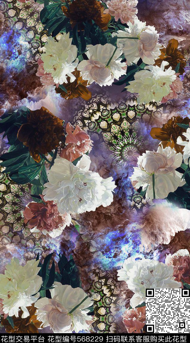 时尚潮流花卉数码印花华亿平台下载（图片编号: 568229） - 瓦栏（Walan）