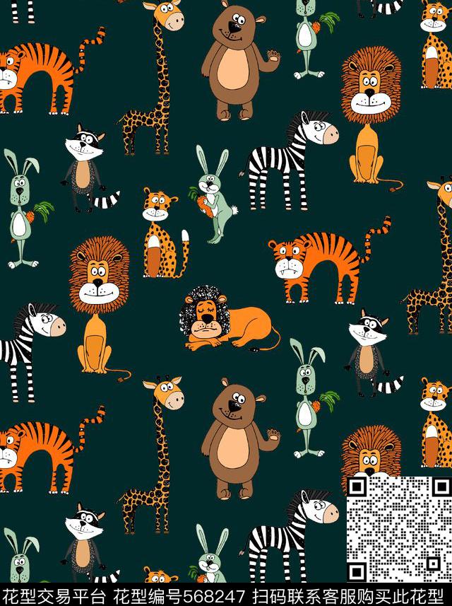 潮流时尚动物卡通传统印花华亿平台下载（图片编号: 568247） - 瓦栏（Walan）