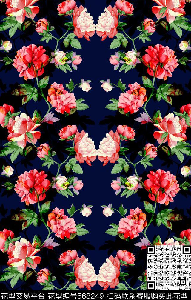 小清新花卉水彩花卉数码印花华亿平台下载（图片编号: 568249） - 瓦栏（Walan）