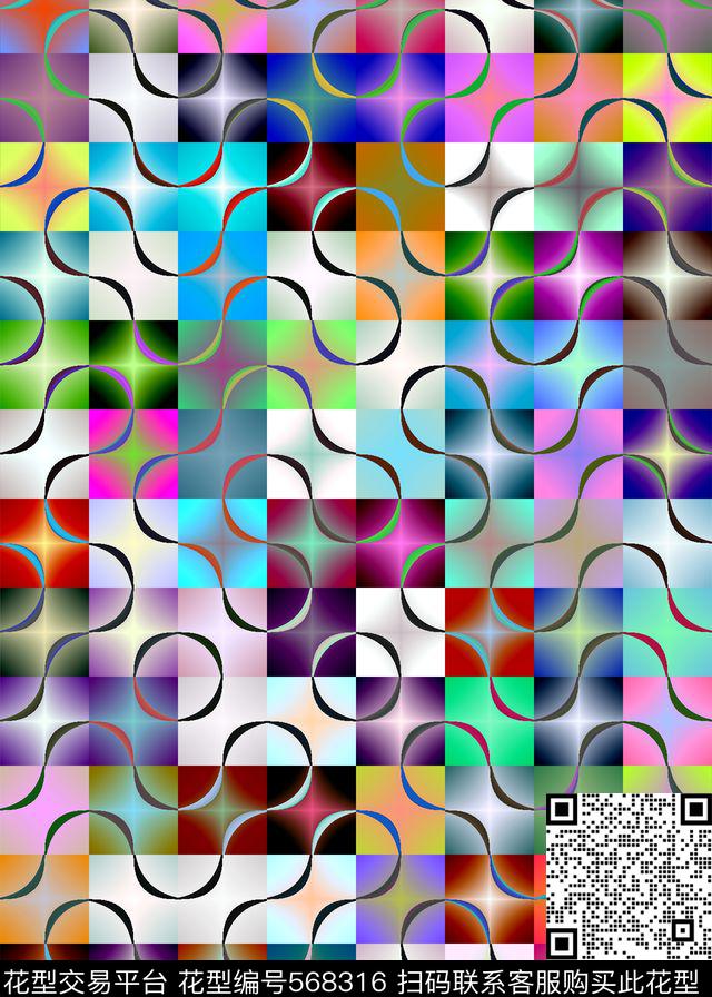 波纹多彩格子数码印花华亿平台下载（图片编号: 568316） - 瓦栏（Walan）