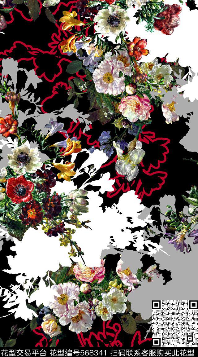 白灰创意服装数码印花华亿平台下载（图片编号: 568341） - 瓦栏（Walan）