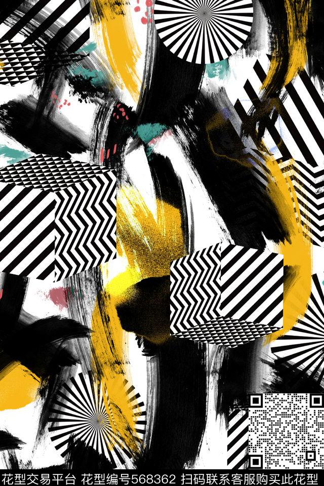 原创潮牌几何数码印花华亿平台下载（图片编号: 568362） - 瓦栏（Walan）