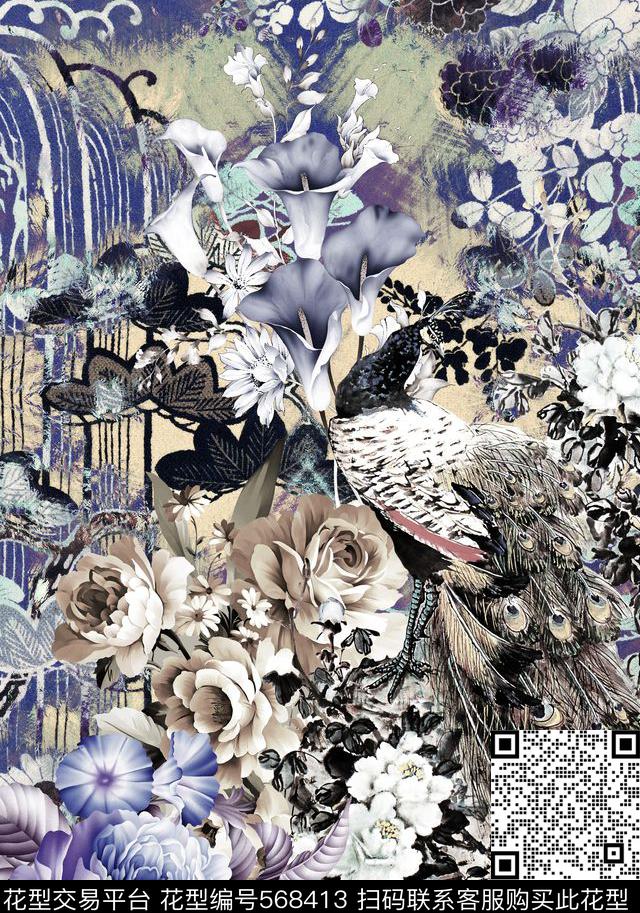 抽象创意定位数码印花华亿平台下载（图片编号: 568413） - 瓦栏（Walan）