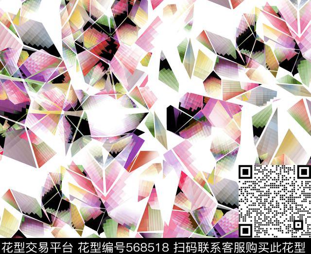 抽象仿古花数码印花华亿平台下载（图片编号: 568518） - 瓦栏（Walan）